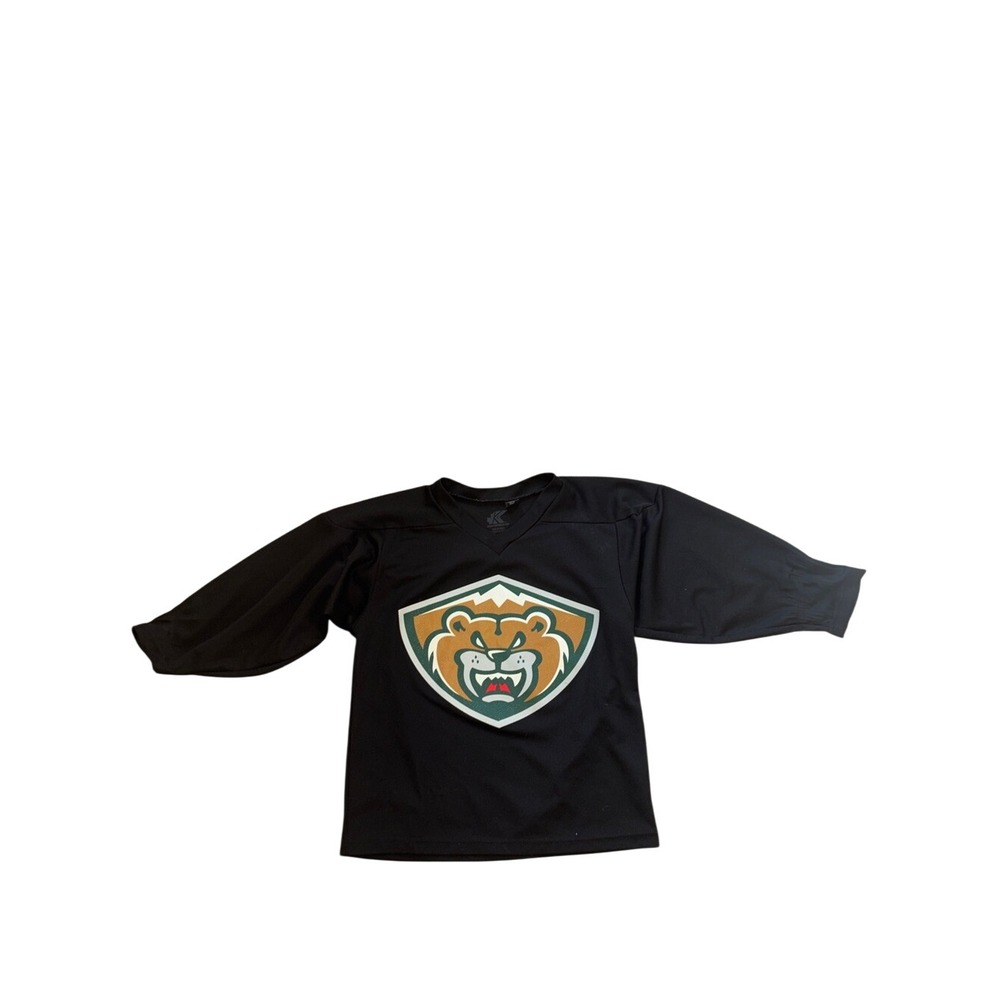 Kids Black Hockey Jersey Bear Crest Youth sz small Everett silver tips